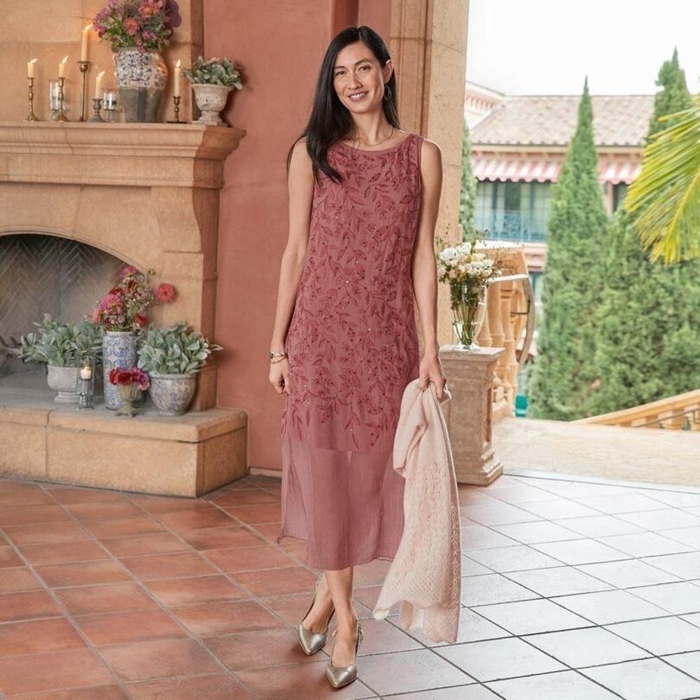 Sundance Rosewood Embroidered Midi Dress